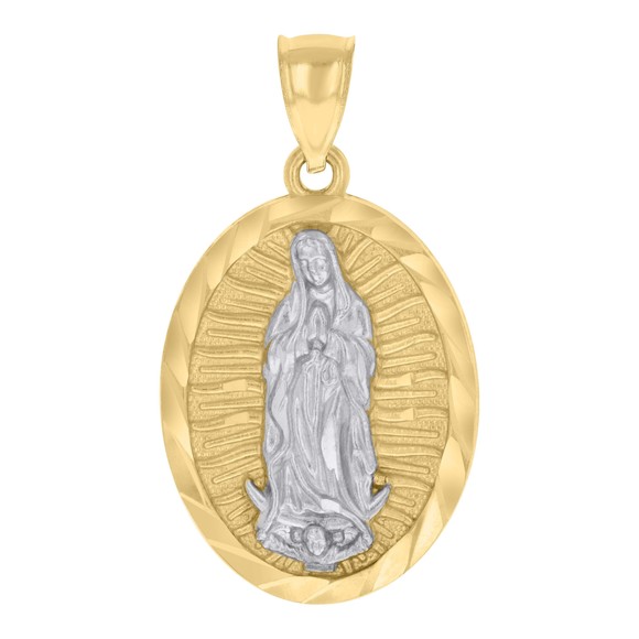 10kt 10k Two-tone Gold Mens Guadalupe Religious Charm Pendant